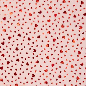 Preview: Softtüll Twinkle rote Glitzerherzen auf rotem Tüll